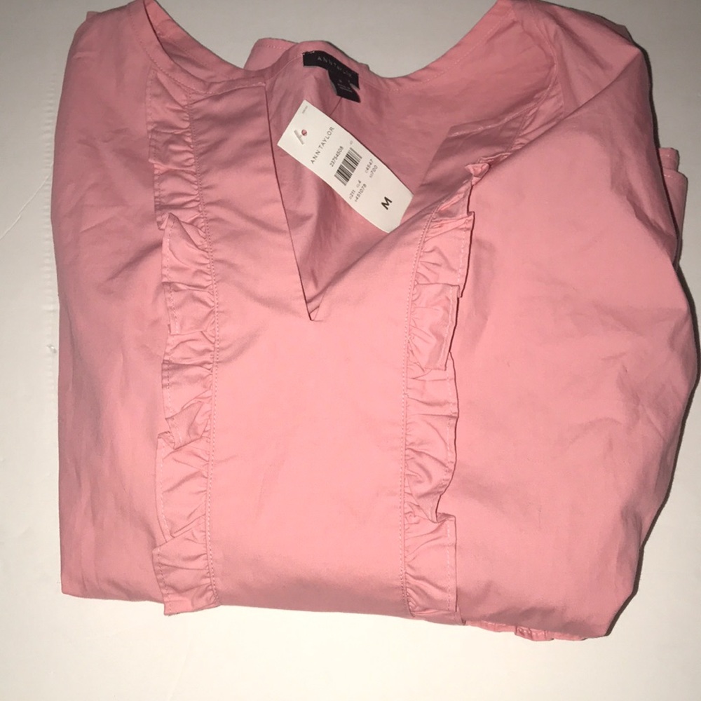 Nwt ANN TAYLOR Poplin Ruffle Top - Picture 6 of 8